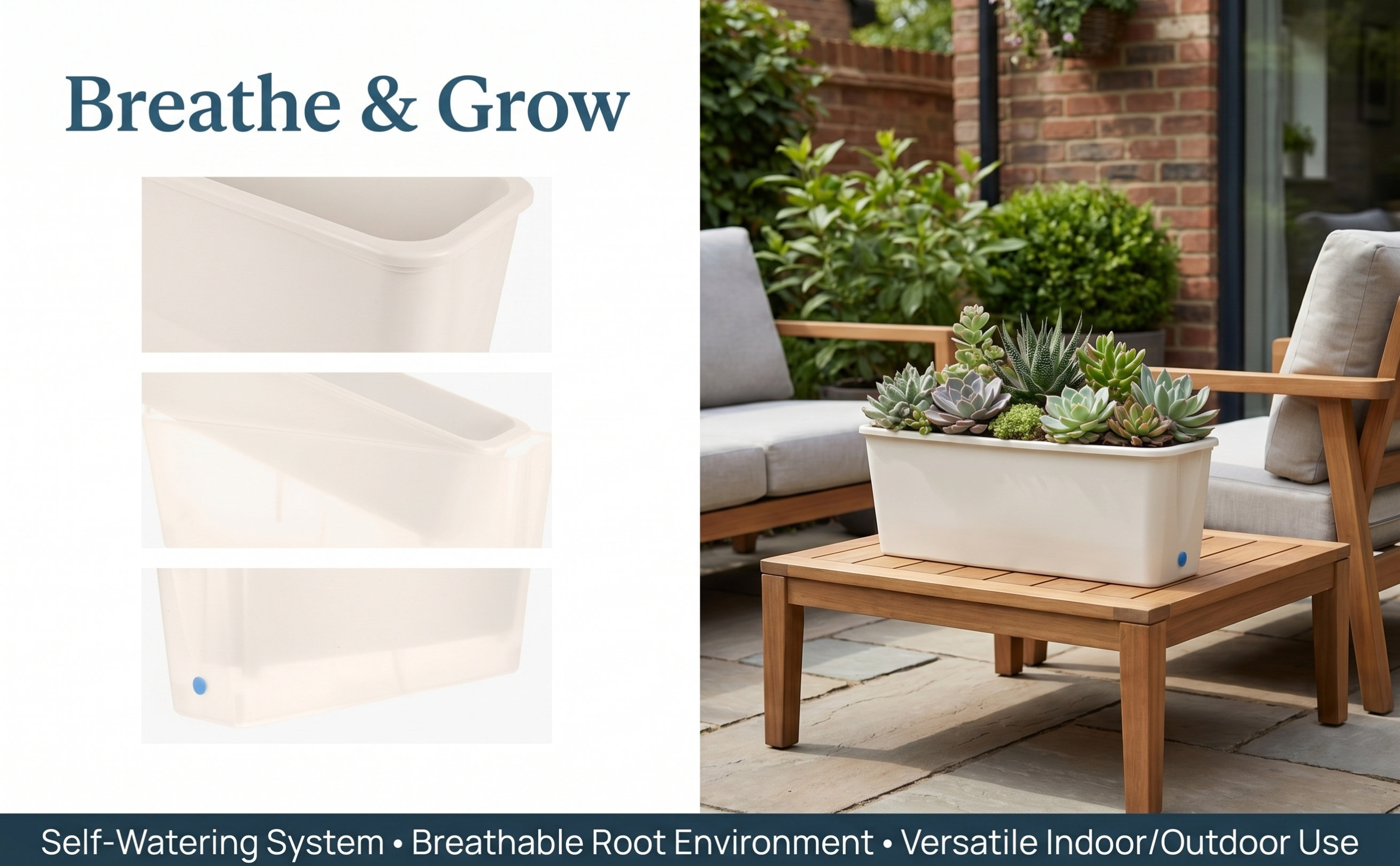 Indoor Herb Garden - Vaso retangular estreito com sistema de